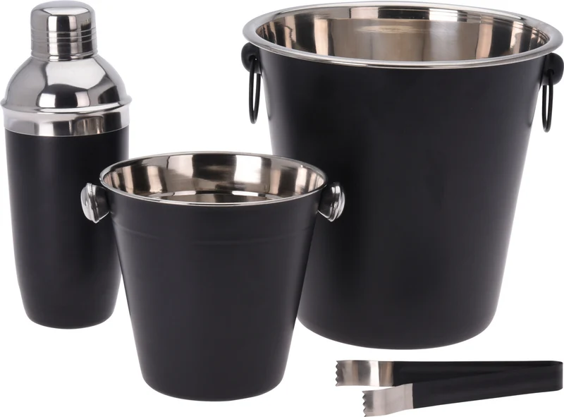 Set de bar Cookinglife - Shaker à cocktail - Noir - 230 mm - 4 pièces