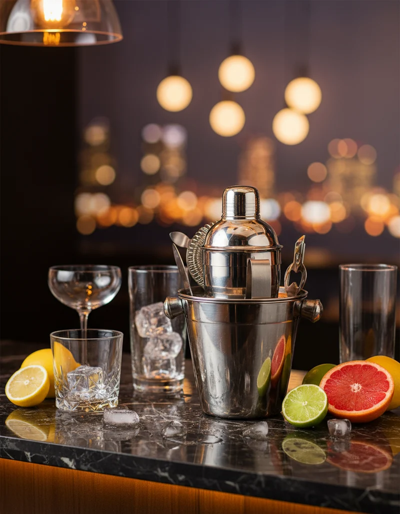 Ensemble d'outils de bar Cookinglife - Kit cocktail - en inox - 24 cm - 6 pièces