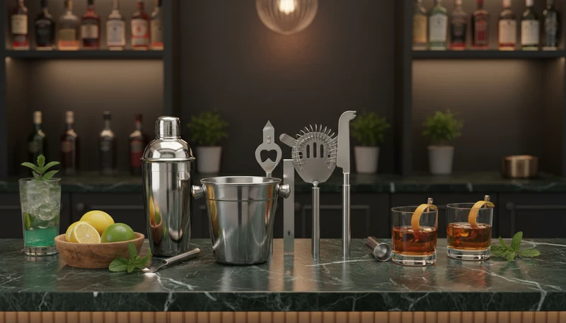 Ensemble d'outils de bar Cookinglife - Kit cocktail - en inox - 24 cm - 6 pièces