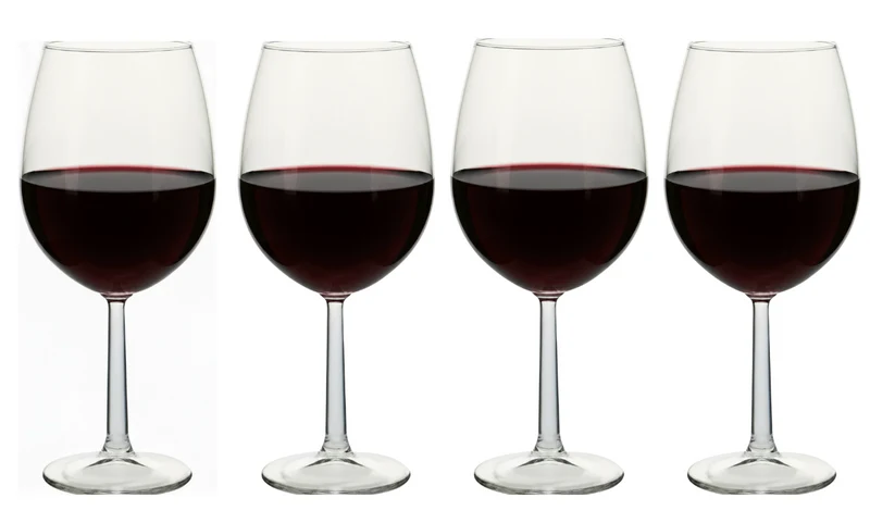 Cookinglife Verres à vin 580 ml - Set de 4 - Design verre - Solide - Vin rouge