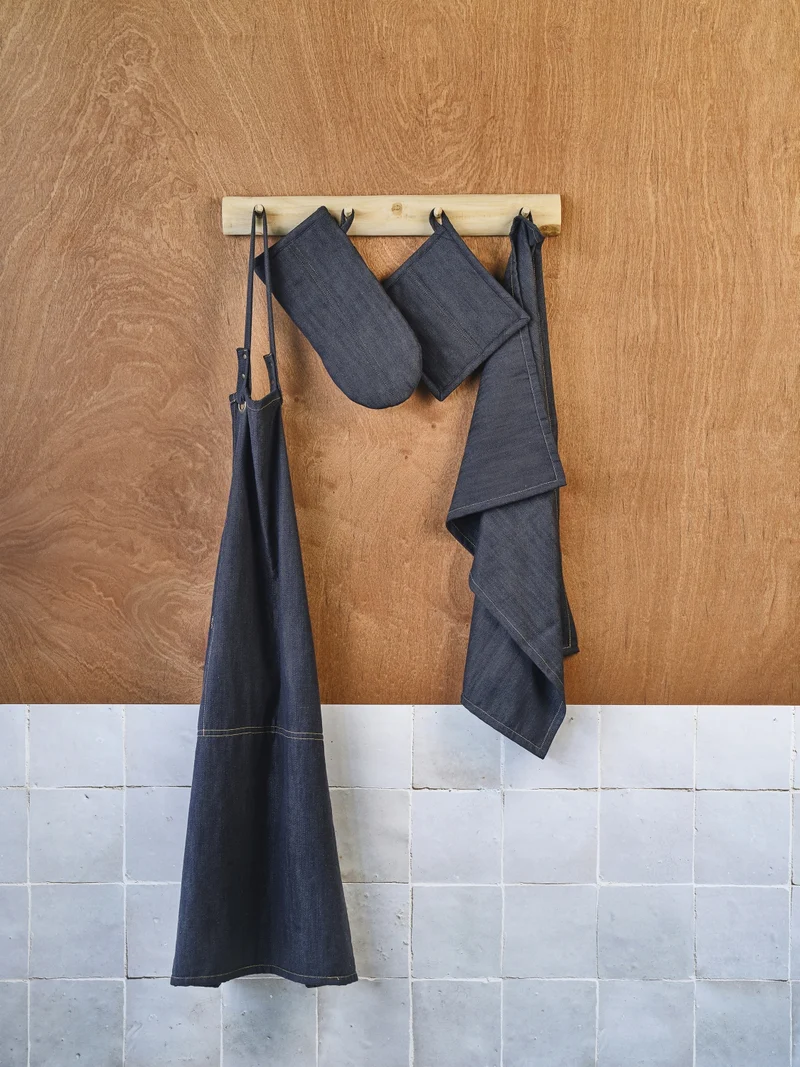 Tablier de cuisine Cosy & Trendy - En coton - D'nim - Bleu foncé - 1 pièce