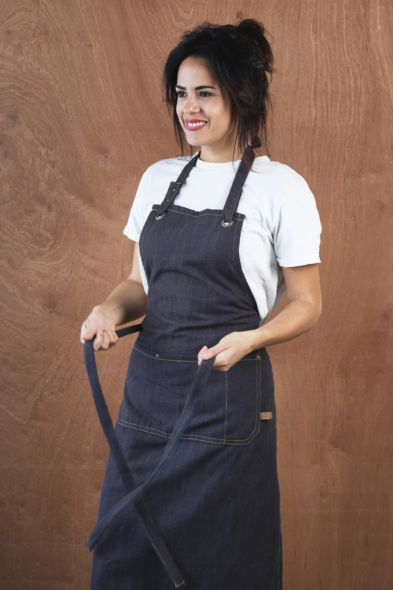 Tablier de cuisine Cosy & Trendy - En coton - D'nim - Bleu foncé - 1 pièce