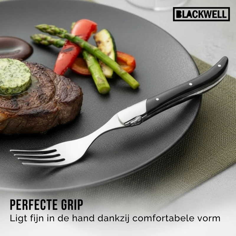Set de fourchettes a steak Blackwell - en bois de pakka - Laguiole - 6 pièces