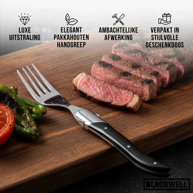 Set de fourchettes a steak Blackwell - en bois de pakka - Laguiole - 6 pièces