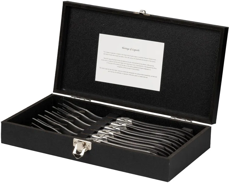 Set de fourchettes a steak Blackwell - en bois de pakka - Laguiole - 6 pièces