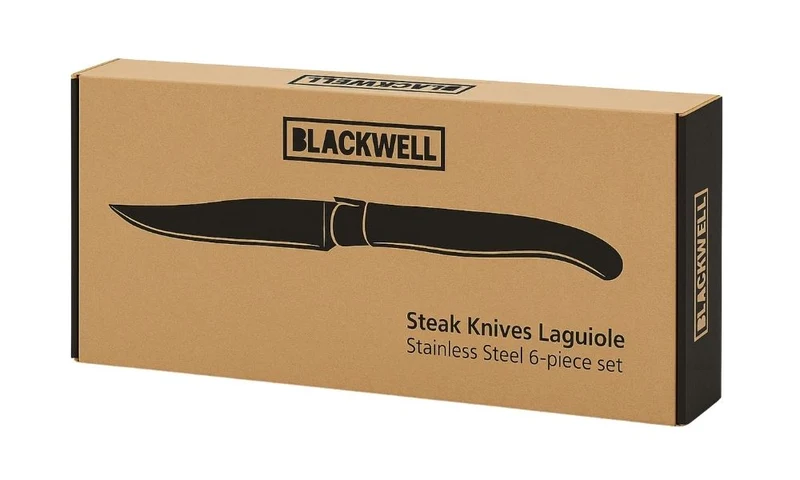 Set de couteaux à steak Blackwell - en inox - Laguiole - Lame 10 cm - 6 pièces
