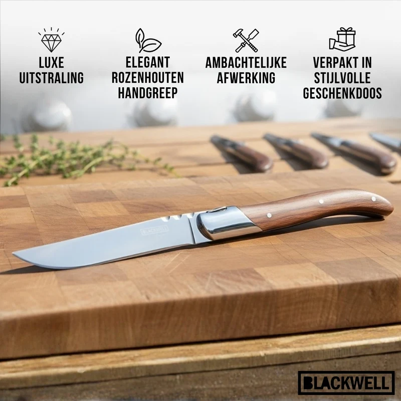 Set de couteaux à steak Blackwell - Steak - Laguiole - Lame 10 cm - 6 pièces