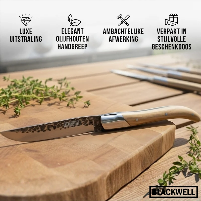 Set de couteaux à steak Blackwell - en inox - Laguiole - 23 cm - 6 pièces