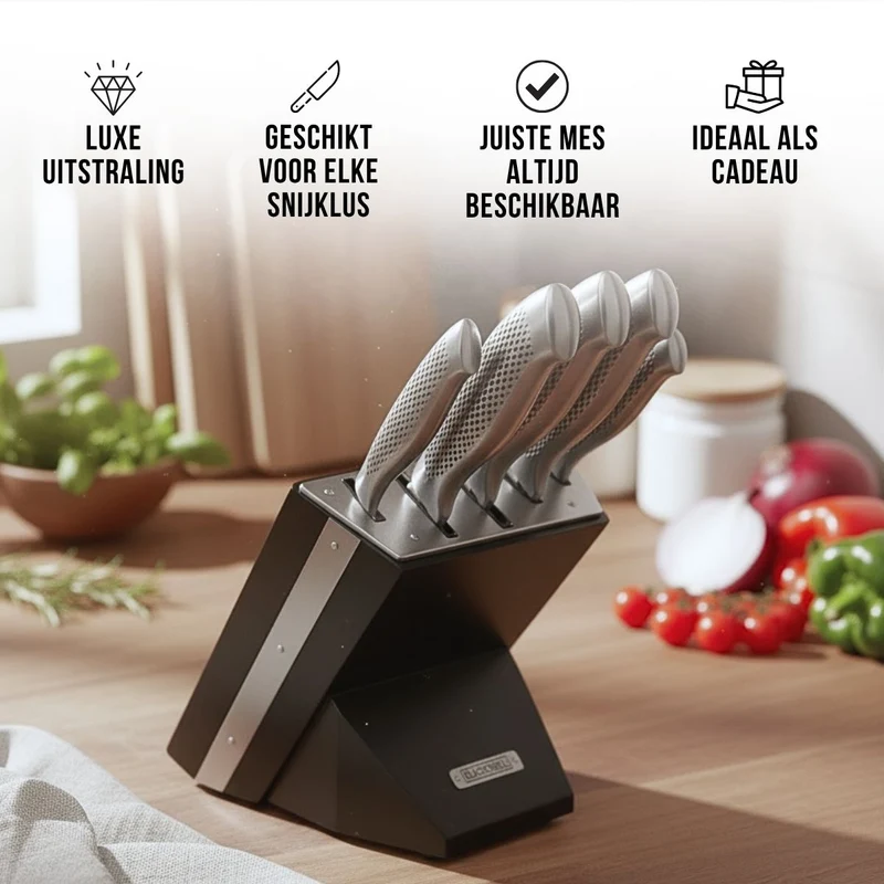 Ensemble de couteaux Blackwell - Bloc de couteaux - Noire - Lame 20cm - 6 pièces