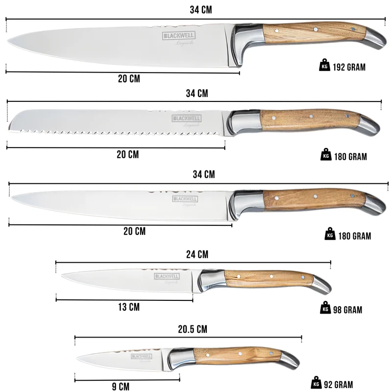 Set de couteaux Blackwell - Bois d'olivier - Laguiole - 6 pièces