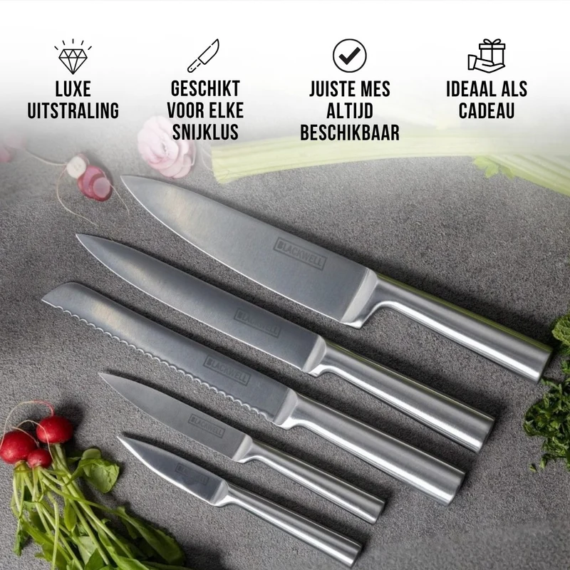 Ensemble de couteaux Blackwell - Bloc de couteaux - Deluxe - 20 cm - 6 pièces