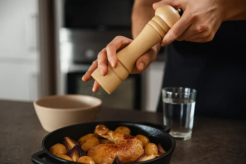 Ensemble de moulins à poivre et à sel Cookinglife Rocca Naturel - 21,5 cm