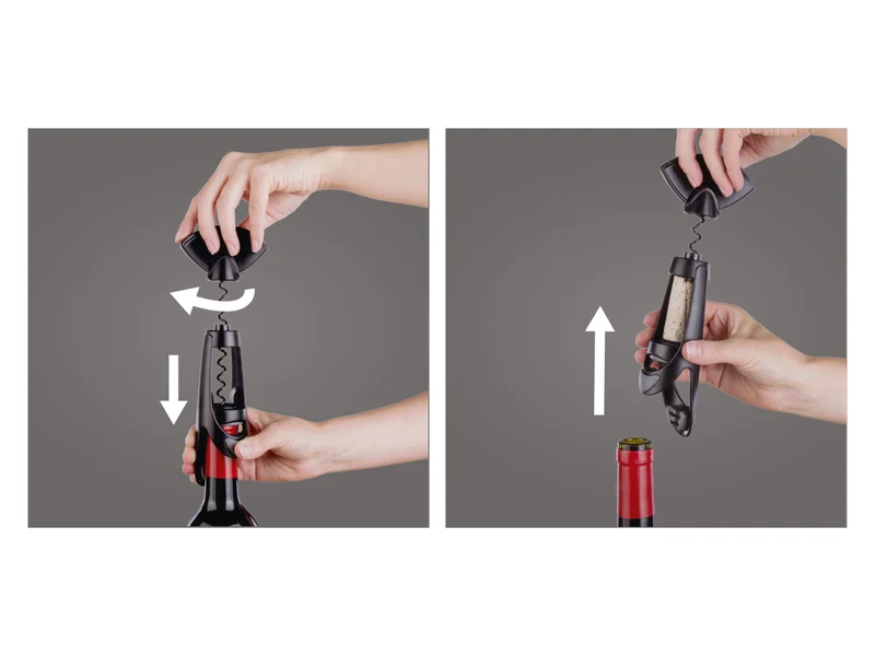 Tire-bouchon Vacu Vin - Tire-bouchon a vis - Twister - 223 mm - Noir