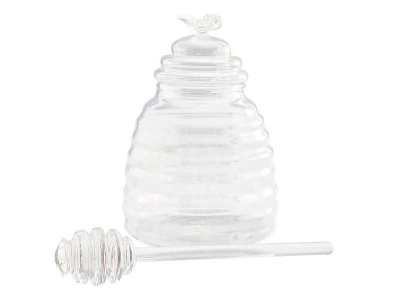 Pot à miel Cookinglife - en verre - couvercle - 500 ml - 13 x 10 cm