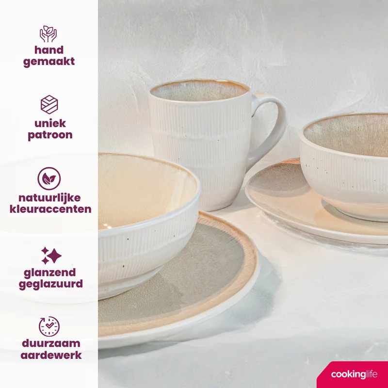 Ensemble de mugs Cookinglife - Mugs à café - Nola Sand - 350 ml - 6 pièces