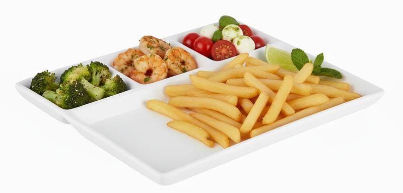 Ensemble d'assiettes a fondue Cookinglife - Assiettes BBQ - 26x20 cm - 4 pièces