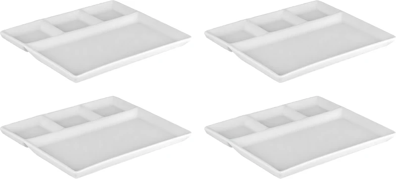 Ensemble d'assiettes a fondue Cookinglife - Assiettes BBQ - 26x20 cm - 4 pièces