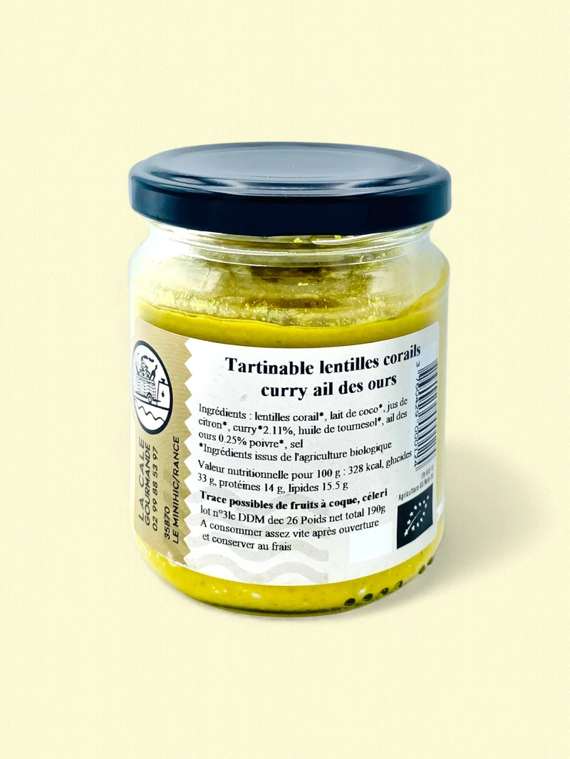 Tartinable de lentilles corail au lait de coco, curry, et l'ail des ours | 100gr