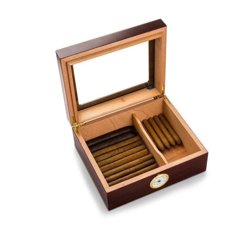 Monogrammed Triniad Glass Top Mahogany Humidor