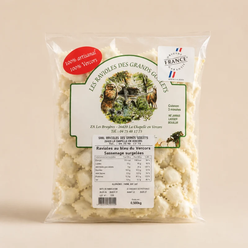 Ravioles au Bleu du Vercors Sassenage Surgelées | 500g