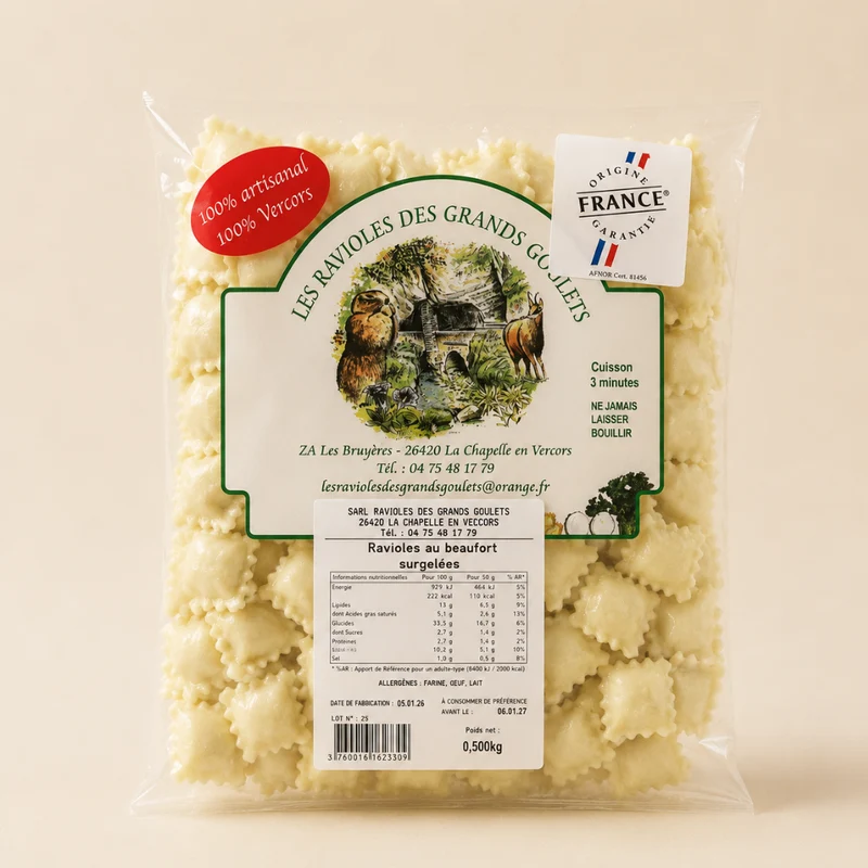 Ravioles au Beaufort Surgelées | 500g