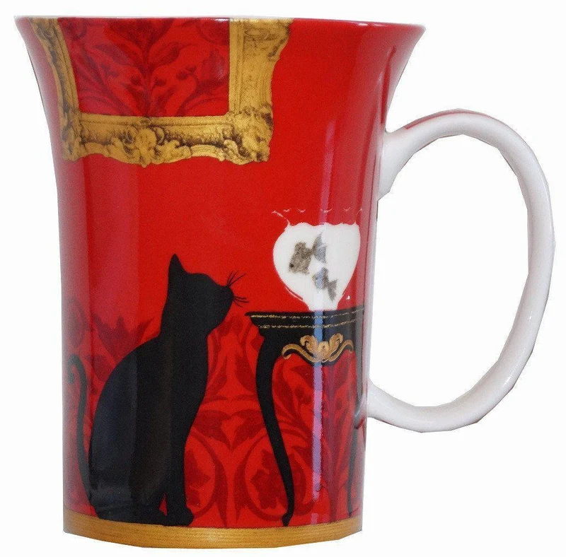 Mystical and Curious Cats Set of 4 Bone China Mugs
