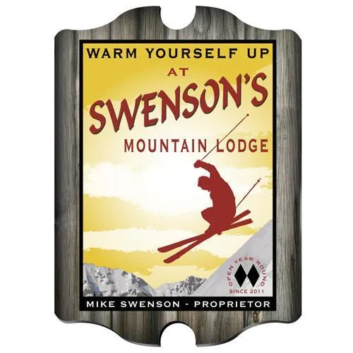 Ski Lodge Personalized Vintage Style Tavern Sign