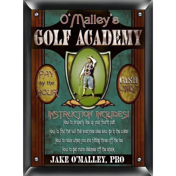 Traditional Golf Academy Personalized Tavern Sign