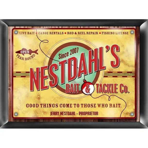 Bait and Tackle Company Personalized Traditional Tavern Sign