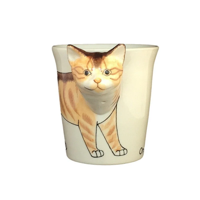 Orange Tabby Cat Hand Painted Coffee Mug