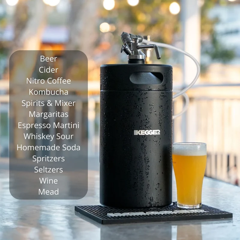 iKegger 2.0 | Basic Mini Keg Set with Push-Tap & Mini Regulator – Tap System for Beer, Cocktails & Nitro