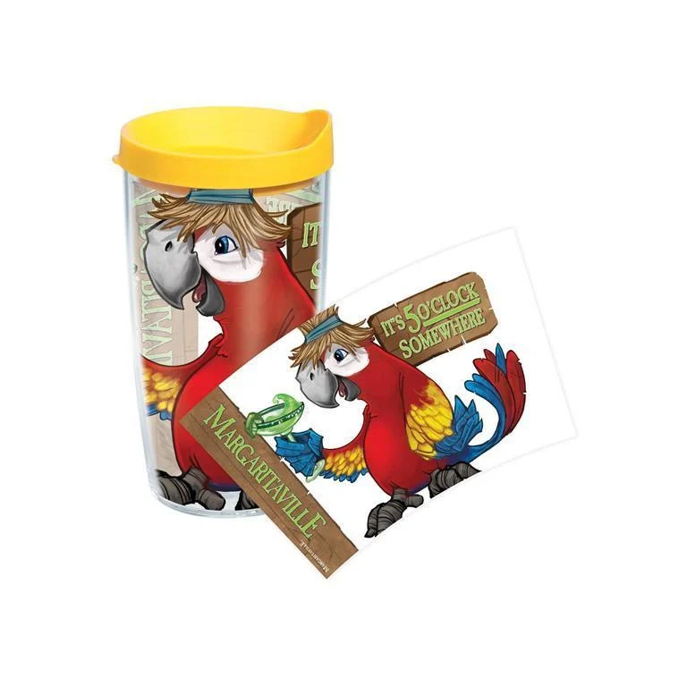 "It's 5 O'Clock Somewhere" Parrot 16 oz. Tervis Tumbler with Lid - (Set of 2)
