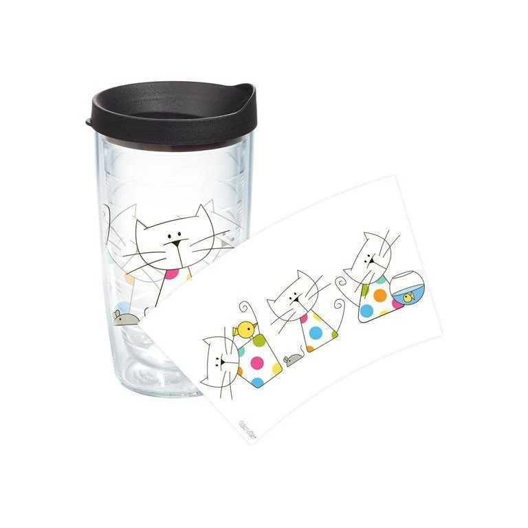 Polka Dot Cat 16 oz. Tervis Tumbler with Lid - (Set of 2)