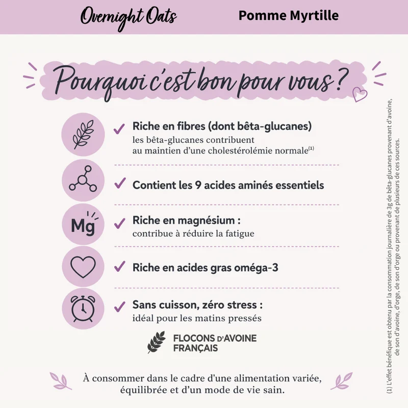 Overnight Oats Pomme Myrtille bio