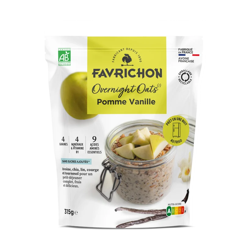 Overnight Oats Pomme Vanille bio