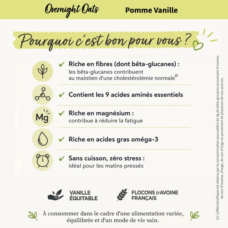 Overnight Oats Pomme Vanille bio