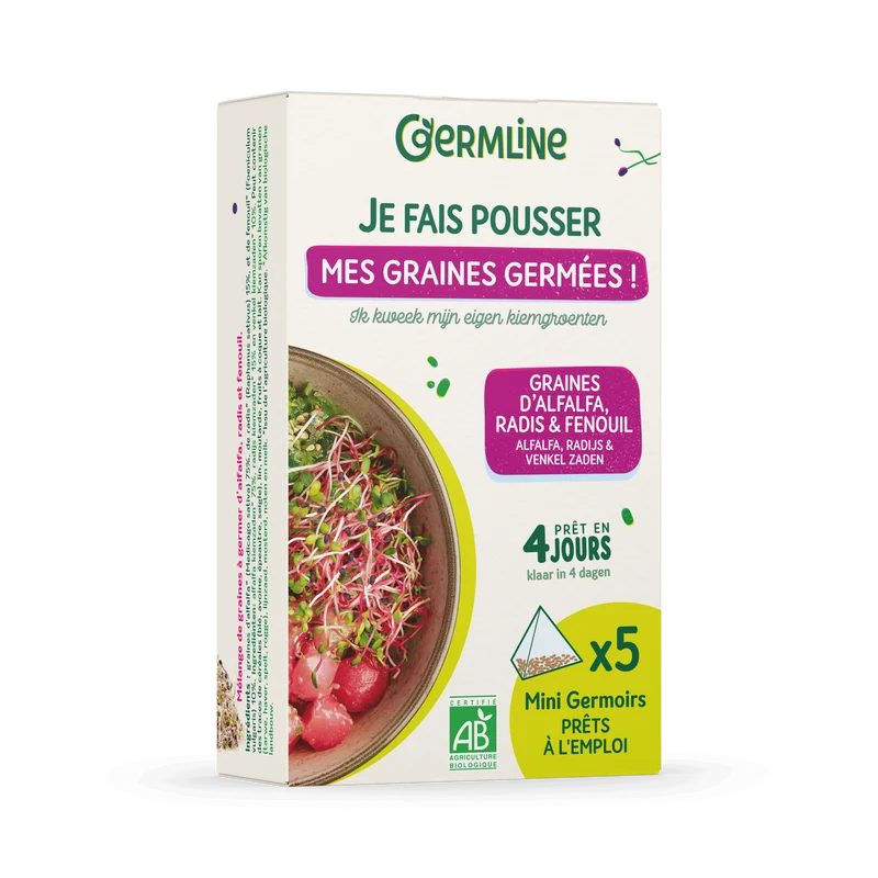 Mini germoirs alfalfa radis fenouil bio