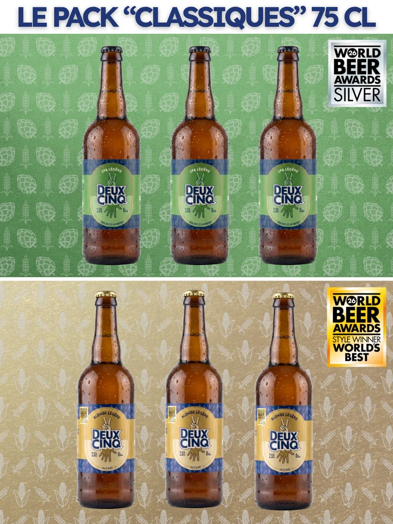 Pack "Classiques" 75 cL Deux Cinq - Bières Légères et Sans Sucres