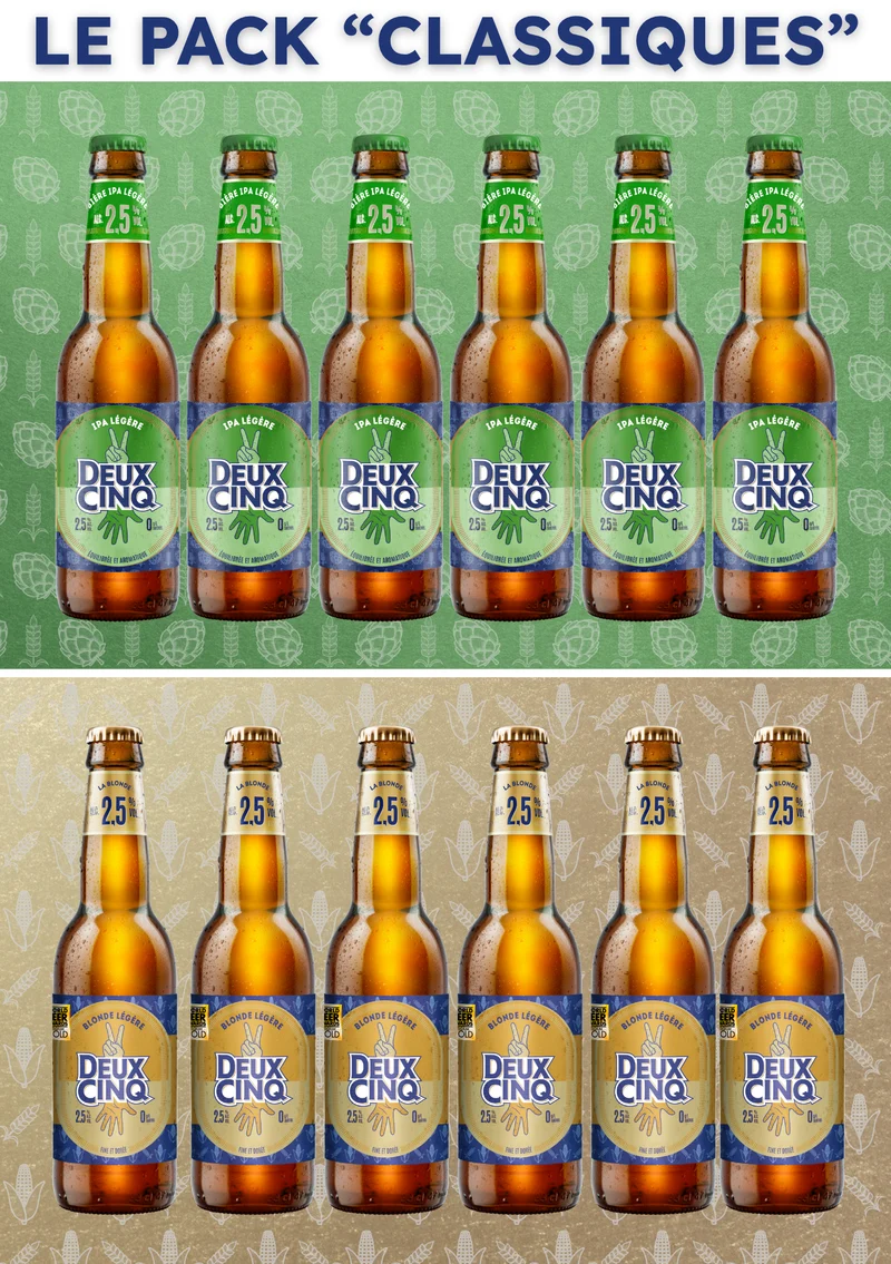 Pack "Classiques" 33 cL Deux Cinq - Bières Légères et Sans Sucres