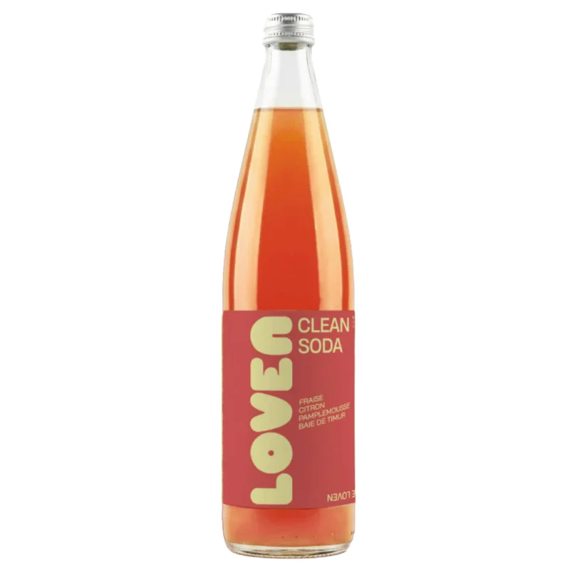 LOVEN CLEAN SODA Fraise, Citron, Pamplemousse & Baie de Timur - 75 cl