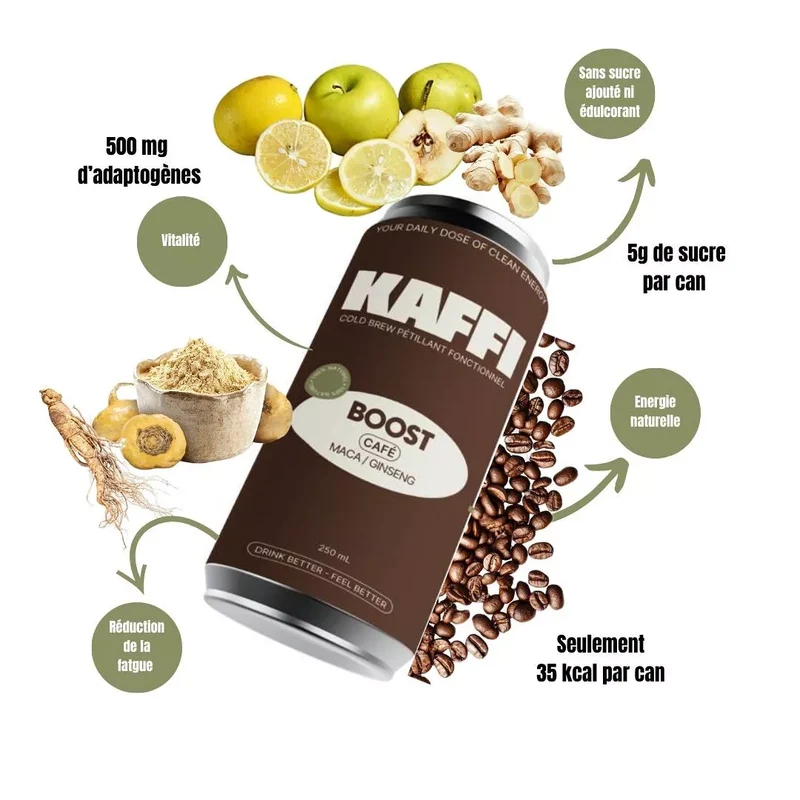 Boisson énergisante BOOST CAFÉ : Maca & Ginseng - Drink Kaffi