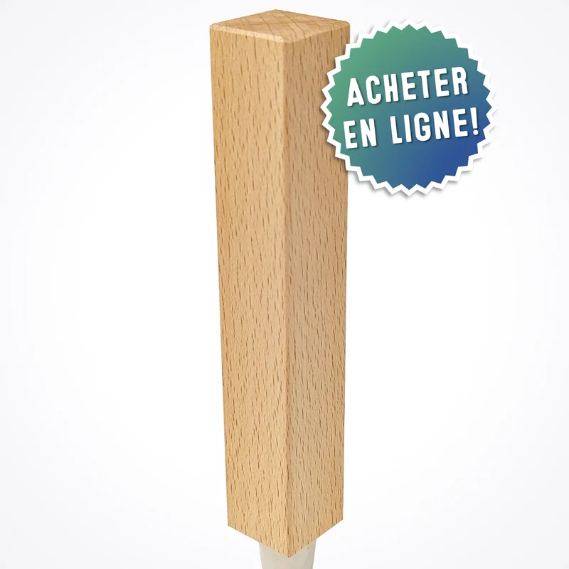Poignées de tireuses rectangulaires vierges en bois