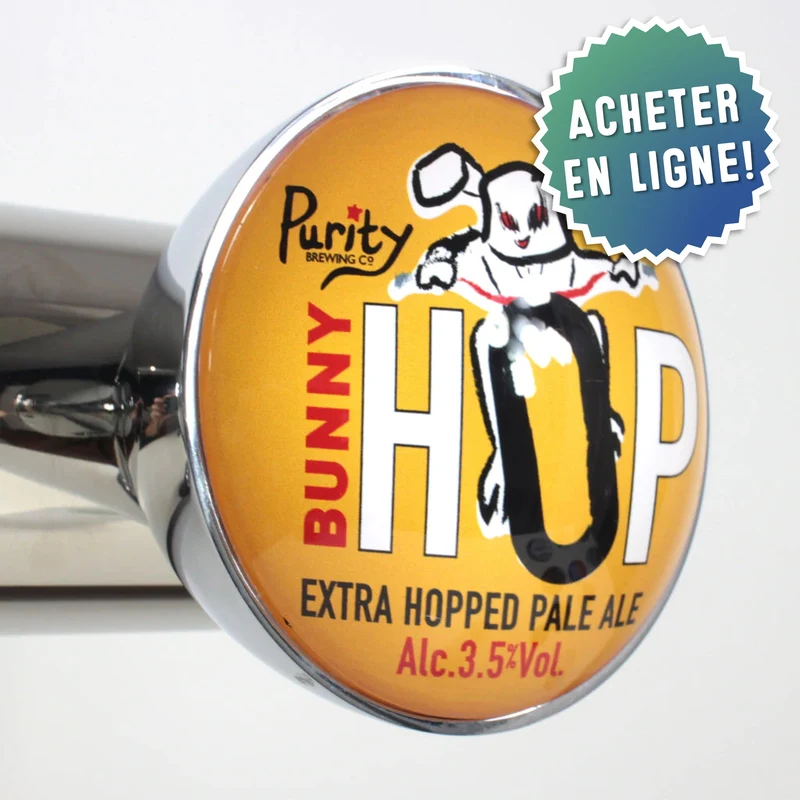 Cavaliers lumineux de pompe à bière frogeye et macaron publicitaire effet loupe