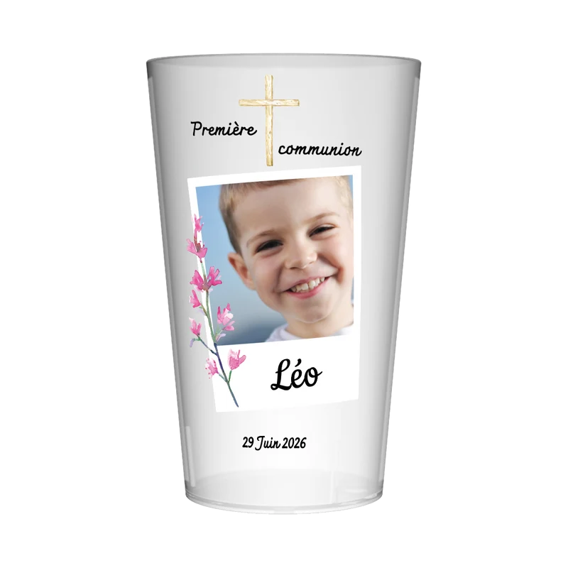 Gobelet personnalisé Communion Image & Fleurs