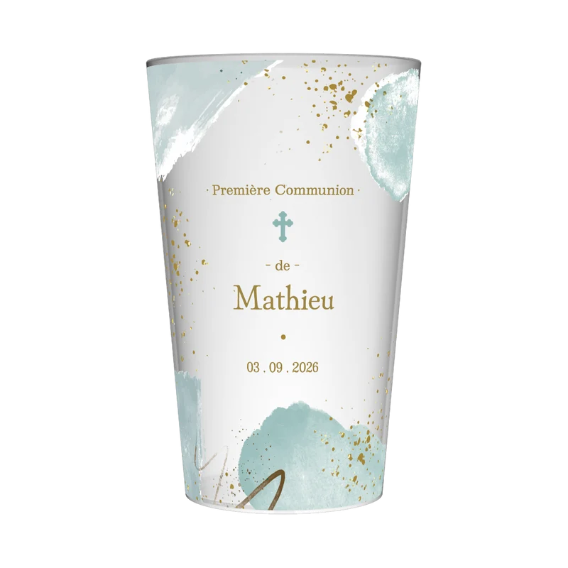 Gobelet personnalisé Communion Taches Bleues