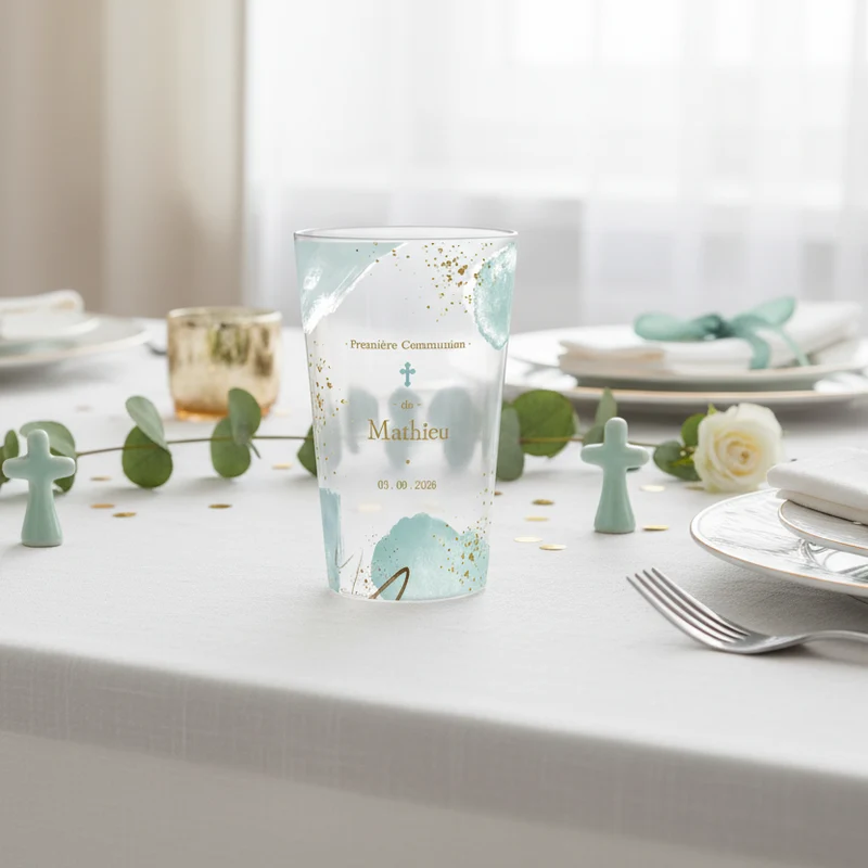 Gobelet personnalisé Communion Taches Bleues
