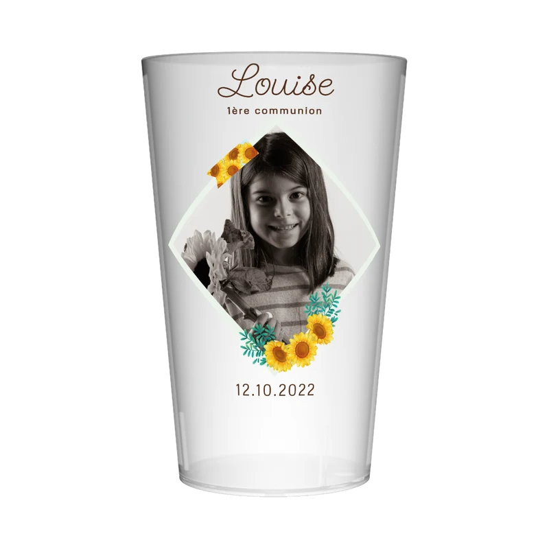 Gobelet personnalisé Communion Photo & Tournesols