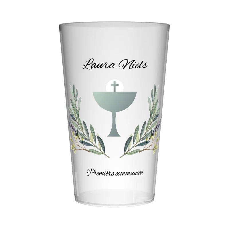 Gobelet personnalisé Communion Feuillage