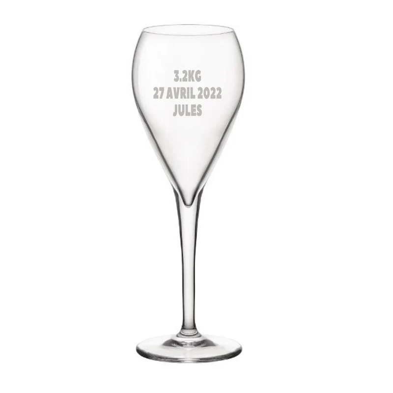 Coupe champagne naissance poids, prénom et date