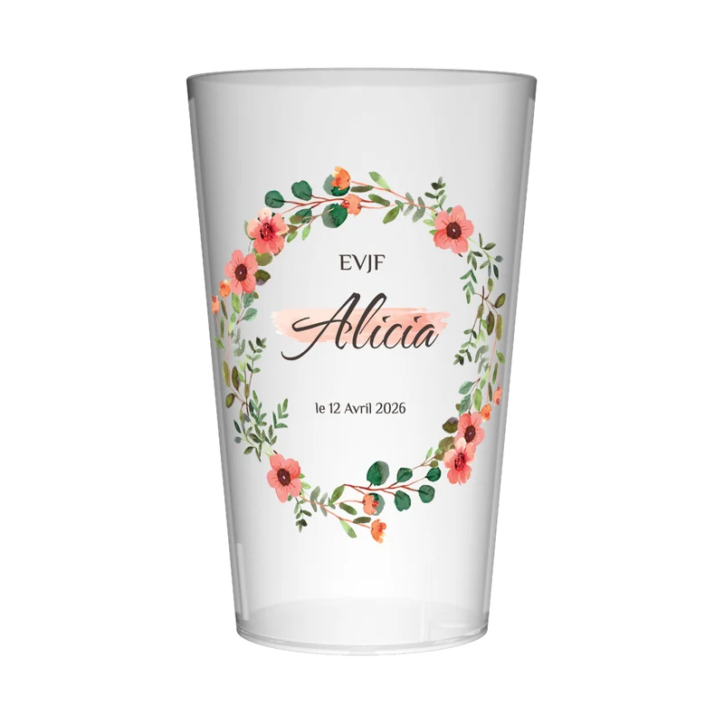Gobelet personnalisé pour EVJF Fleurs Roses